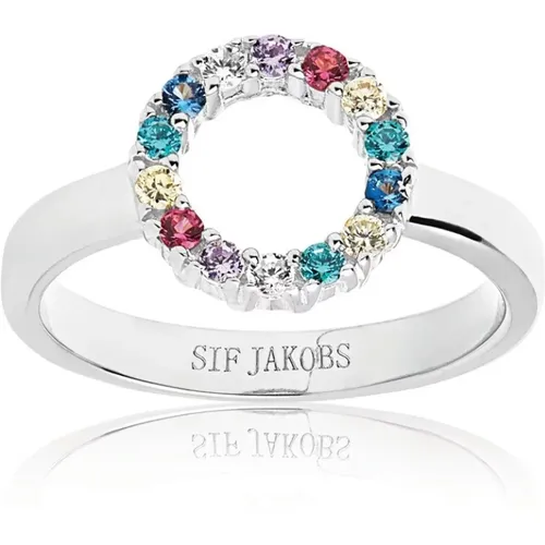 Eleganter Piccolo Ring mit Farbigen Zirkonia , Damen, Größe: 56 MM - Sif Jakobs Jewellery - Modalova
