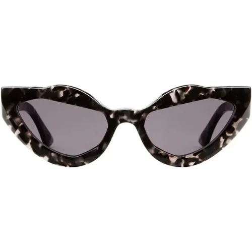 Cat-eye sunglasses with wave pattern , unisex, Sizes: ONE SIZE, 54 MM - Kuboraum - Modalova