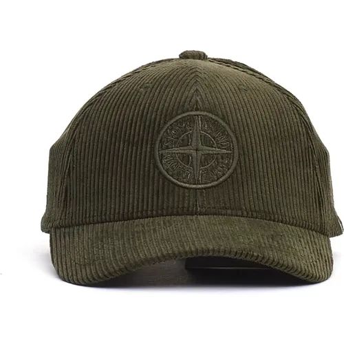 Moss Corduroy Six Panel Cap , male, Sizes: ONE SIZE - Stone Island - Modalova