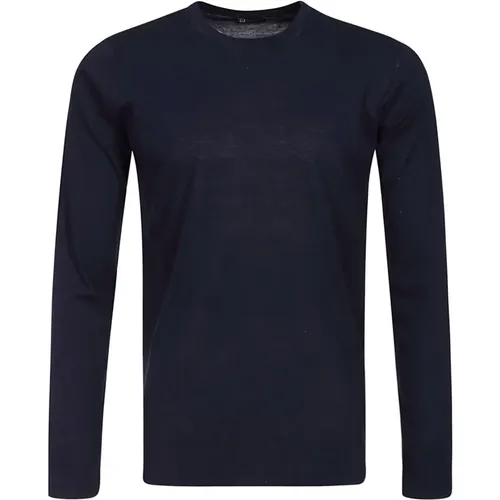 Blau Langarm Baumwoll T-Shirt , Herren, Größe: XS - Hindustrie - Modalova