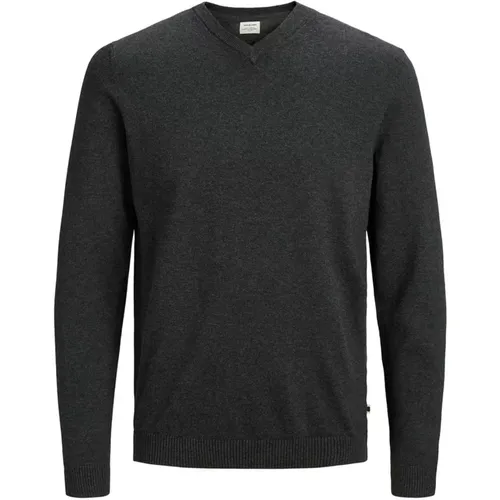 Herren Grauer V-Ausschnitt Strickware - jack & jones - Modalova