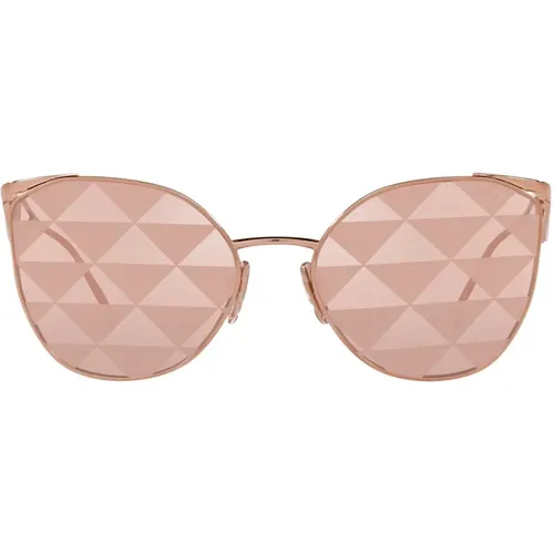 Metal Irregular Sunglasses with Rose Gold Frame and Pink Lenses , unisex, Sizes: 59 MM - Prada - Modalova