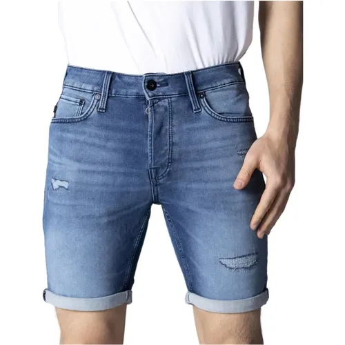 Blaue Baumwollmischung Shorts mit Reißverschluss , Herren, Größe: S - jack & jones - Modalova