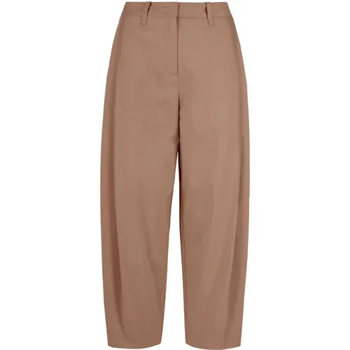 Plissierte Chinos Hose , Damen, Größe: M - BomBoogie - Modalova