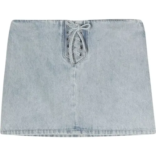 Light Denim Mini Skirt with Lacing , female, Sizes: M, S, L - Rotate Birger Christensen - Modalova