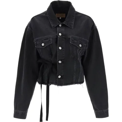 Dark-Washed Denim Jacket with Adjustable Fit , female, Sizes: S, M, XS - MM6 Maison Margiela - Modalova
