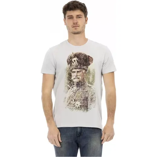 Graues Baumwoll-T-Shirt mit Frontdruck , Herren, Größe: M - Trussardi - Modalova