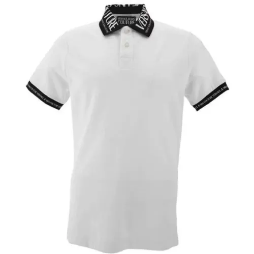 Men`s Cotton Polo with Black Collar , male, Sizes: 3XL - Versace Jeans Couture - Modalova