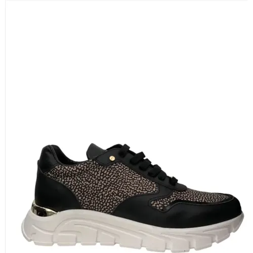 Nylon New Jet Op Naturale Sneakers with Leather Details , female, Sizes: 4 UK, 7 UK - Borbonese - Modalova