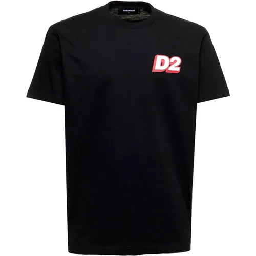 Schwarzes Regular Fit T-Shirt , Herren, Größe: 2XL - Dsquared2 - Modalova