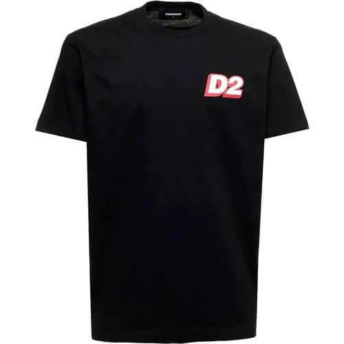 Schwarzes Regular Fit T-Shirt , Herren, Größe: M - Dsquared2 - Modalova