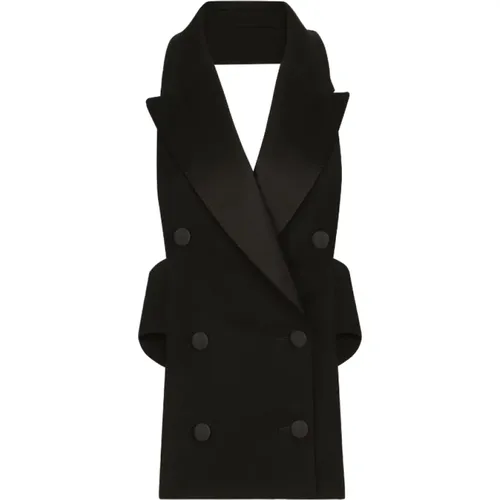 Wool-Blend Waistcoat with Open Back , female, Sizes: S, XS - Dolce & Gabbana - Modalova