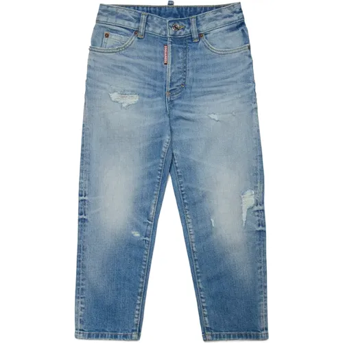 Hellfarbene Boyfriend-Jeans mit Rissen - Boston - Dsquared2 - Modalova