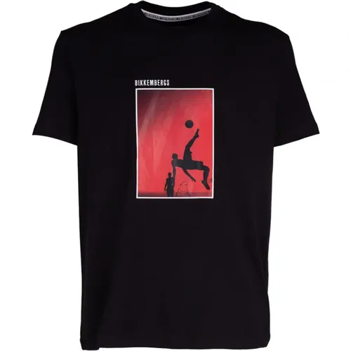 Straight Line Printed T-Shirt , male, Sizes: M, L - Bikkembergs - Modalova