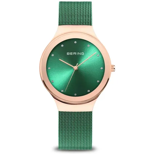 Classic Slim Design Green Milanaise Watch , female, Sizes: ONE SIZE - Bering - Modalova