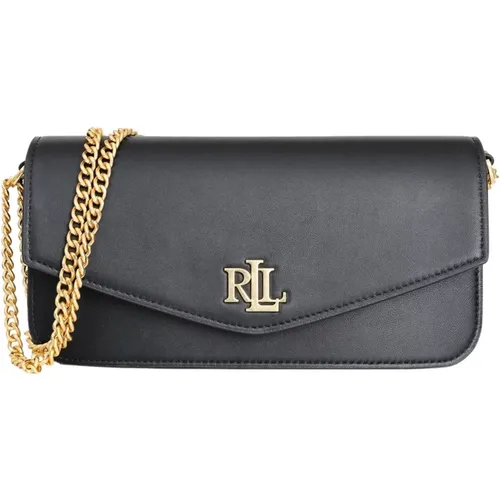 Schwarze Logo Metall Clutch Tasche , Damen, Größe: ONE Size - Ralph Lauren - Modalova