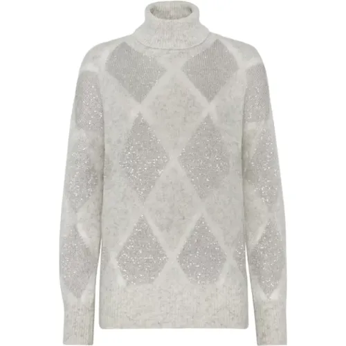 Sequin Diamond Pattern Jumper , female, Sizes: S - BRUNELLO CUCINELLI - Modalova