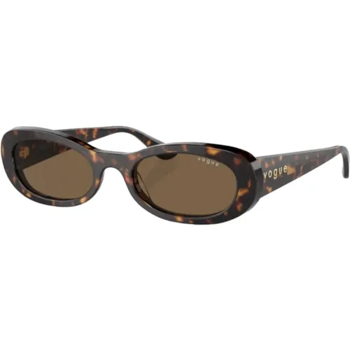Oval Havana Sunglasses for Women , female, Sizes: 53 MM - Vogue - Modalova