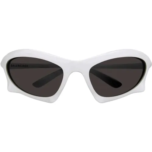 Unisex Weiße Acetat Sonnenbrille mit Grauen Gläsern , unisex, Größe: 59 MM - Balenciaga - Modalova
