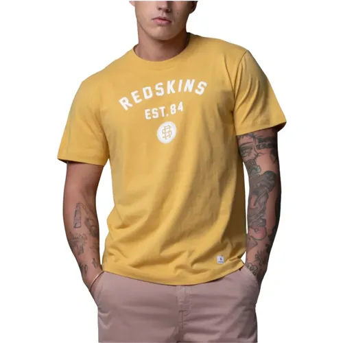 Bedrucktes Logo T-Shirt - Gelb , Herren, Größe: XL - Redskins - Modalova