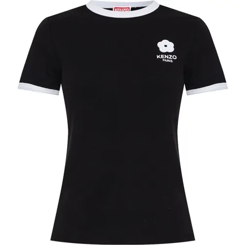 Schwarze Blumenmotiv T-shirts und Polos , Damen, Größe: XS - Kenzo - Modalova