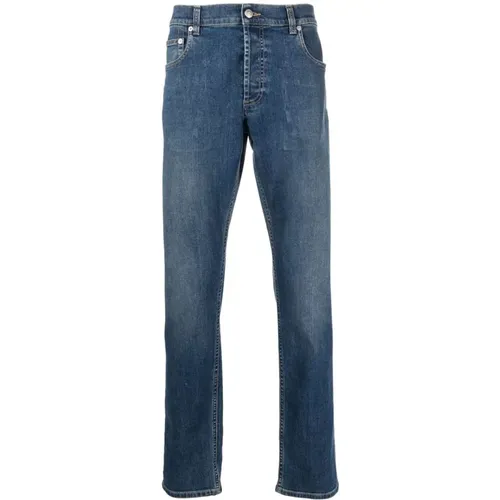 Slim-Fit Jeans, Indigo , Embroidered Logo , male, Sizes: 2XL - alexander mcqueen - Modalova