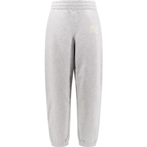 Grey Elastic Waistband Trousers with Wang Print , female, Sizes: 2XS, XS, S, M - alexander wang - Modalova