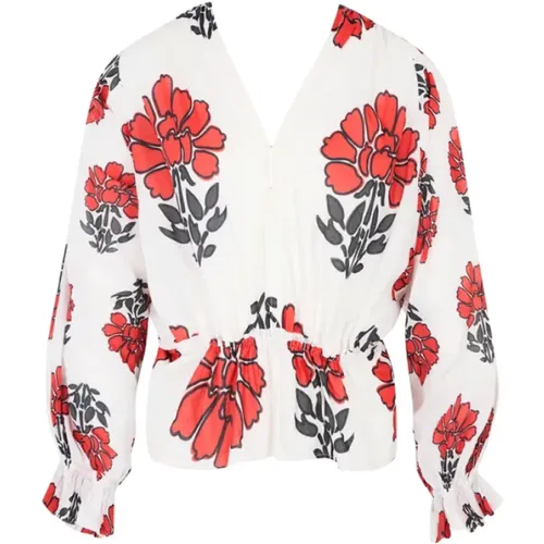 Bluse mit V-Ausschnitt in indischen Blumen - Mare Di Latte - Modalova