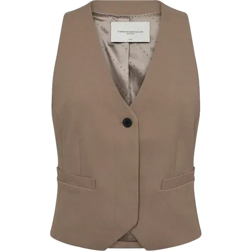 Modern Cut Vest with V-Neck and Button Closure , female, Sizes: L, M - Copenhagen Muse - Modalova