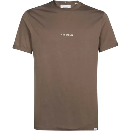 Baumwoll-Crew-Neck T-Shirt Gerippter Stil - Les Deux - Modalova