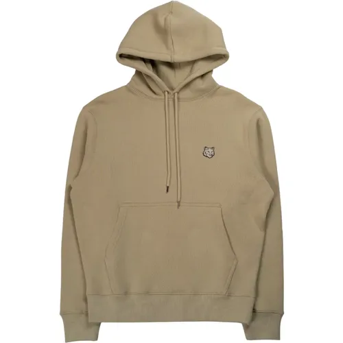 Fox Head Patch Olive Hoodie , male, Sizes: L, XL, M, S - Maison Kitsuné - Modalova