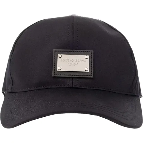 Schwarze Baseballkappe mit Metall-Logo , Herren, Größe: 57 CM - Dolce & Gabbana - Modalova