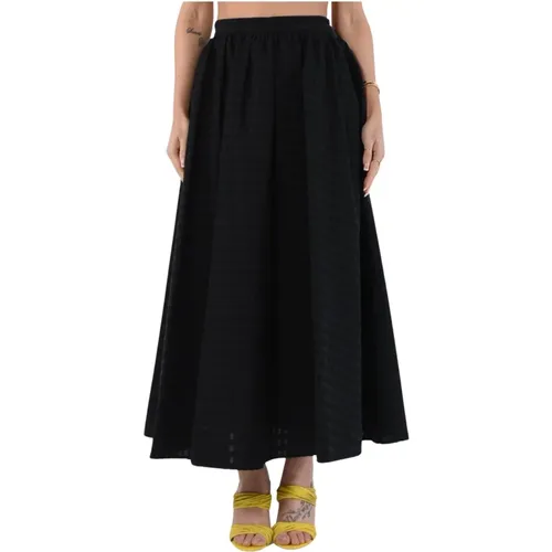 Long Flared Cotton Skirt with Zip , female, Sizes: 2XS - Msgm - Modalova