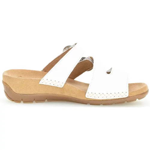 Damen Sandalen aus weißem Leder mit Klettverschluss , Damen, Größe: 43 EU - Gabor - Modalova