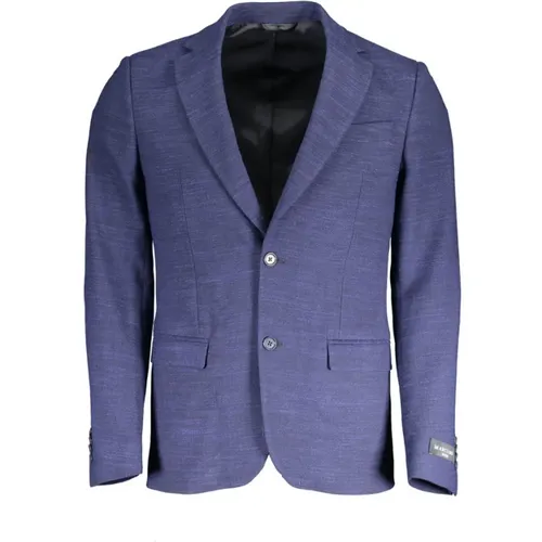 Klassische Blaue Polyesterjacke mit Taschen , Herren, Größe: L - Guess - Modalova