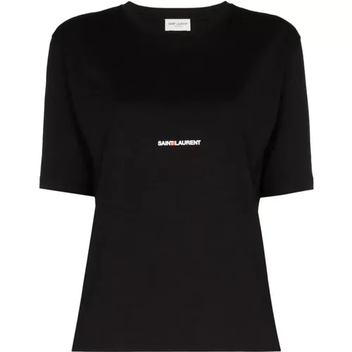Noir Crew Neck T-Shirt , female, Sizes: M, XL - Saint Laurent - Modalova