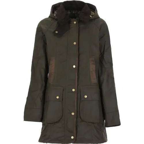 Grüne Baumwolljacke mit Kragen , Damen, Größe: M - Barbour - Modalova