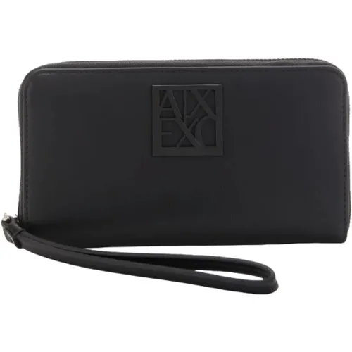 Elegante Schwarze Leder Brieftasche - Armani Exchange - Modalova
