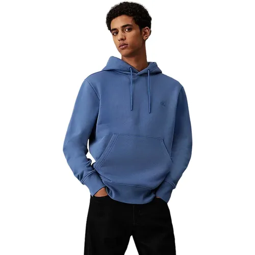 Blaue Kapuzenpullover Bio-Baumwolle , Herren, Größe: XS - Calvin Klein - Modalova