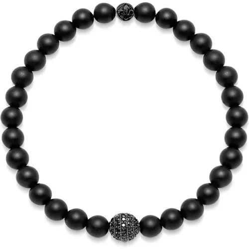 Men Wristband with Matte Onyx and CZ Diamond , male, Sizes: 2XL, XL, L, M - Nialaya - Modalova