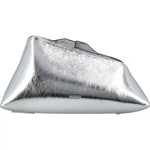 Silver Craquelle Clutch Handbag , female, Sizes: ONE SIZE - The Attico - Modalova