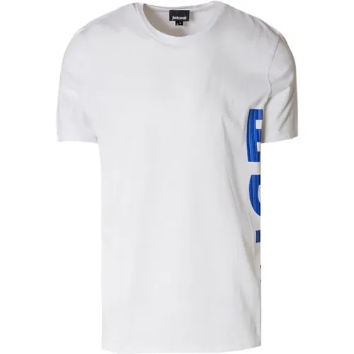 Weißes Bedrucktes Rundhals T-Shirt , Herren, Größe: 2XL - Just Cavalli - Modalova