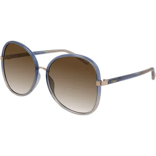 Blau Braun Sonnenbrille Ch0030S-002 , Damen, Größe: 60 MM - Chloé - Modalova