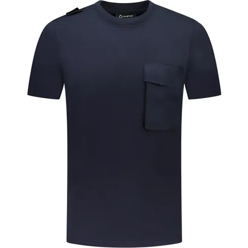 Blau Baumwoll T-Shirt Mas8388M428Inknavy/1733 , Herren, Größe: M - MA.STRUM - Modalova