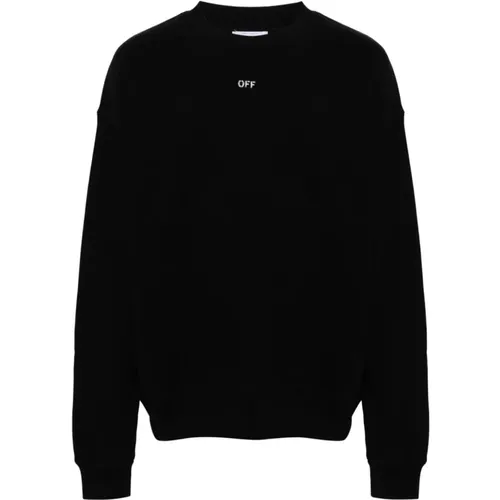 Schwarzer Logo-Print-Pullover , Herren, Größe: L - Off White - Modalova