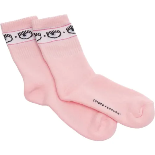 Maxi Logomania Sponge Socks , female, Sizes: S - Chiara Ferragni Collection - Modalova