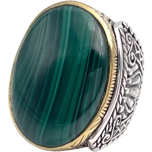 Sterling Silber Malachit Ring , unisex, Größe: 60 MM - Jalan Jalan - Modalova