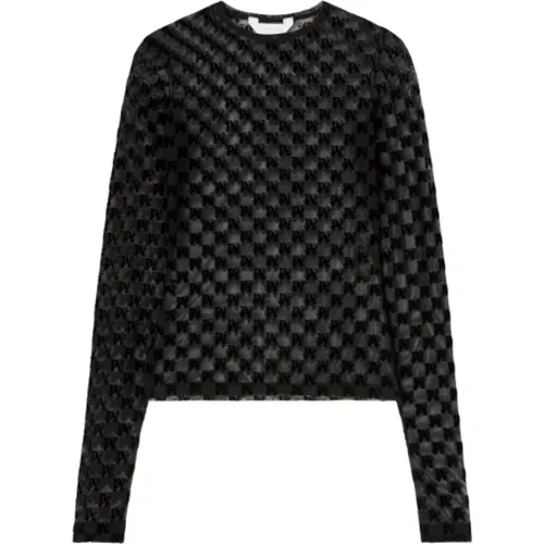 Schwarzer Monogramm Pullover Rundhals , Damen, Größe: L - Palm Angels - Modalova