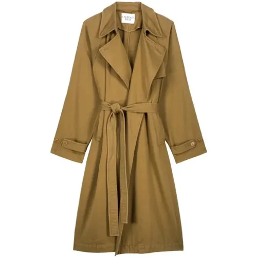 Langer und fließender Baumwoll-Trenchcoat mit Gürtel , Damen, Größe: S - Laurence Bras - Modalova