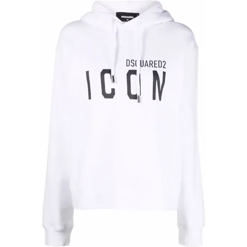 Weiße Icon-Print Baumwollhoodie , Damen, Größe: S - Dsquared2 - Modalova